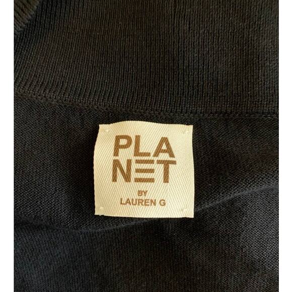 PLANET by Lauren G Black Pima Cotton Notch Collar One-Button Cardigan One Size - Picture 4 of 8